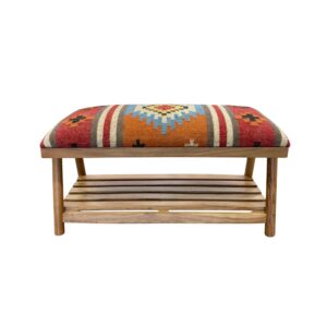 Red Kilim Storage Bench