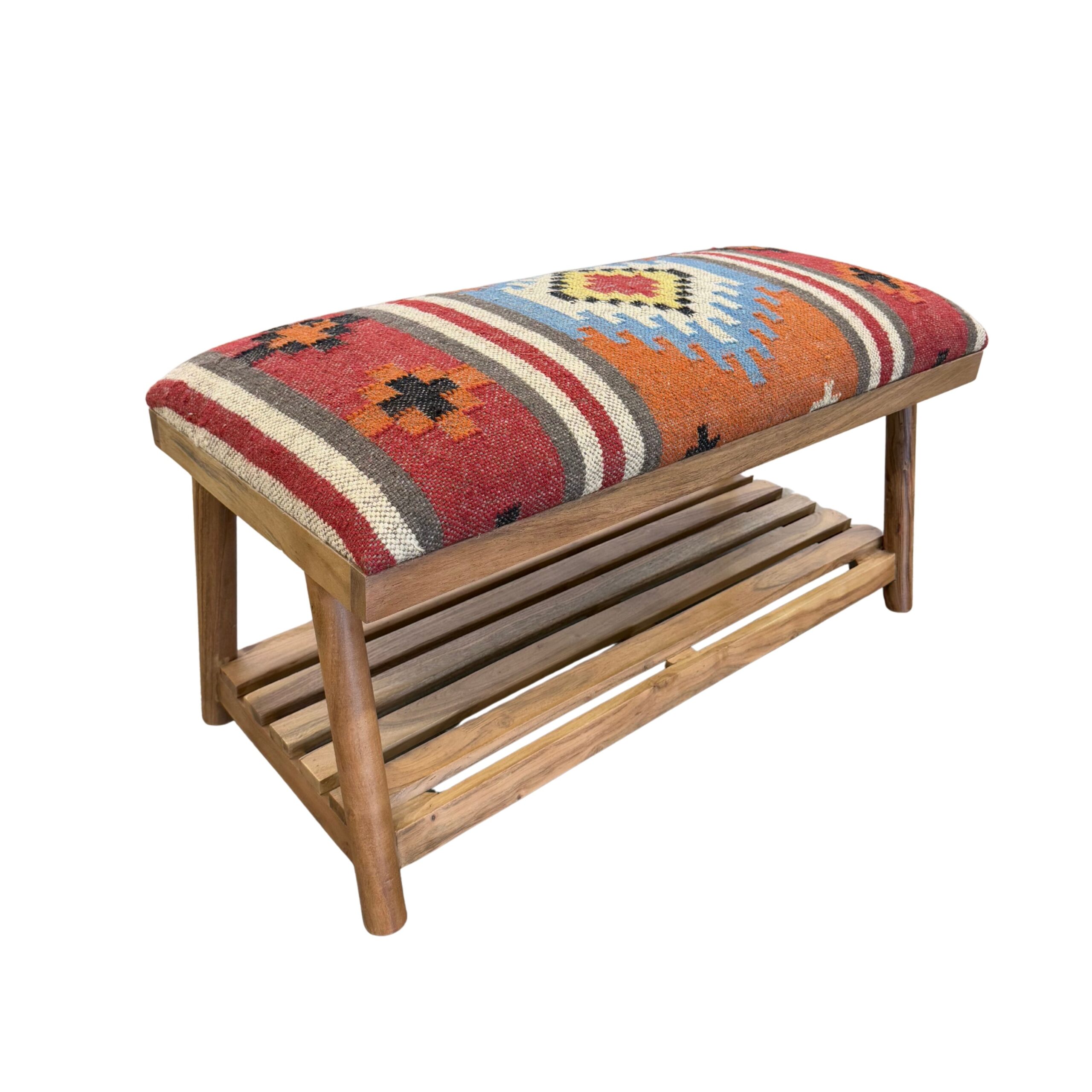 Red Kilim Storage Bench - Image 2