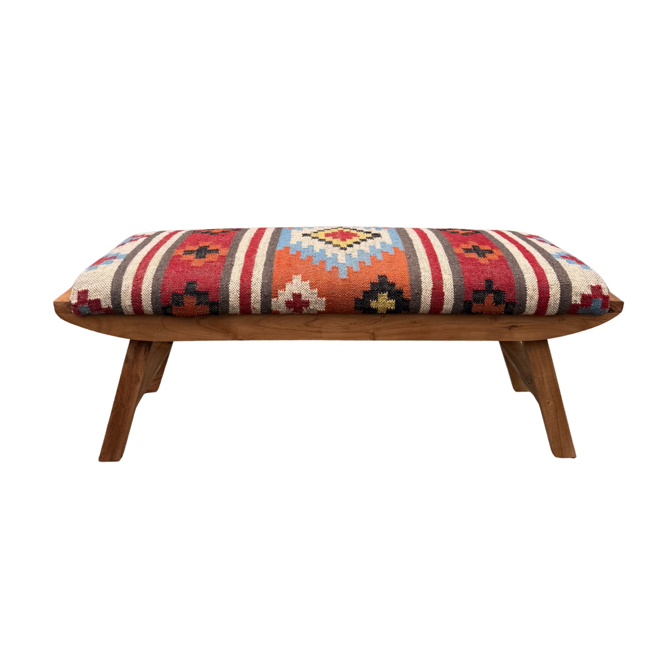 Red Kilim Folding Bench