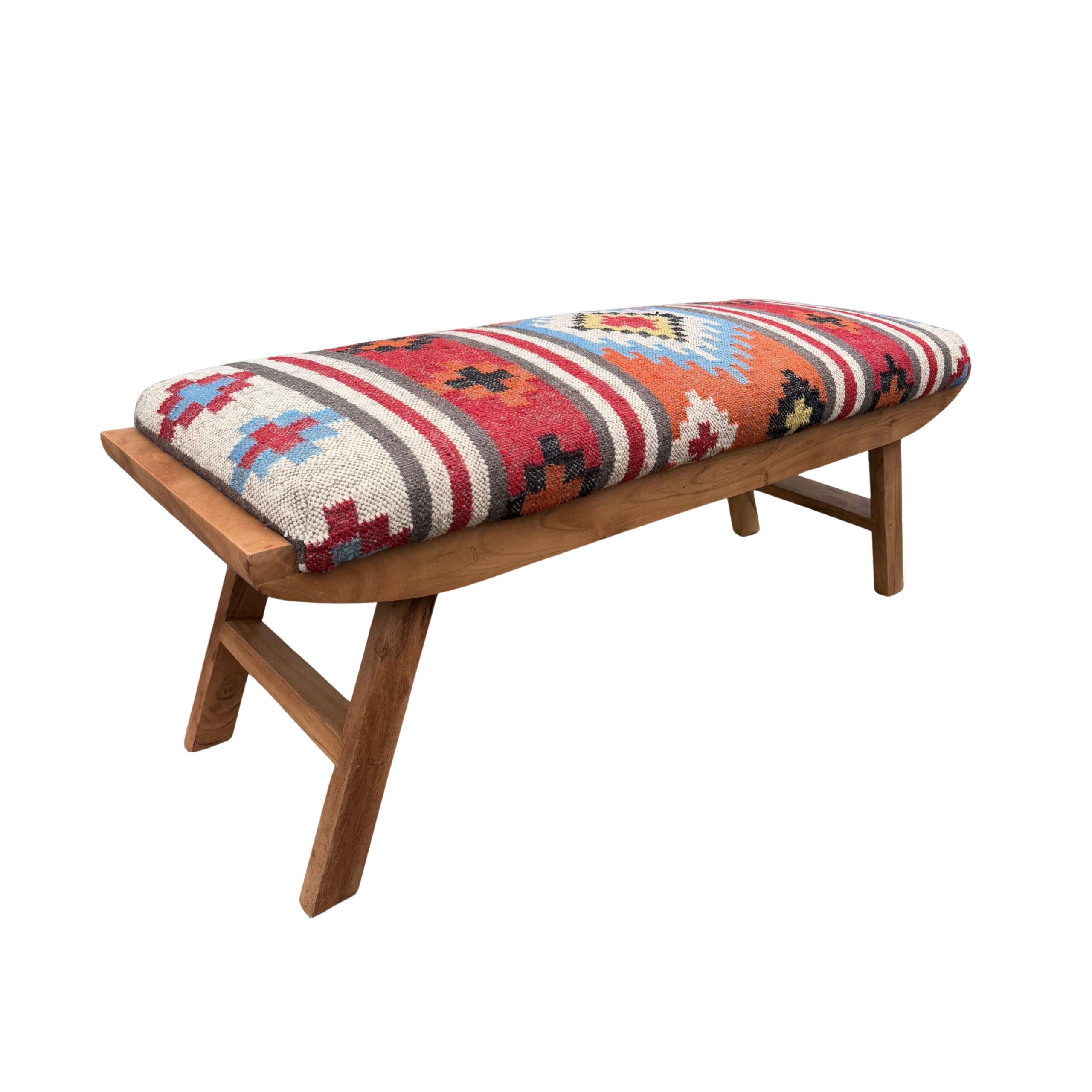 Red Kilim Folding Bench - Image 2