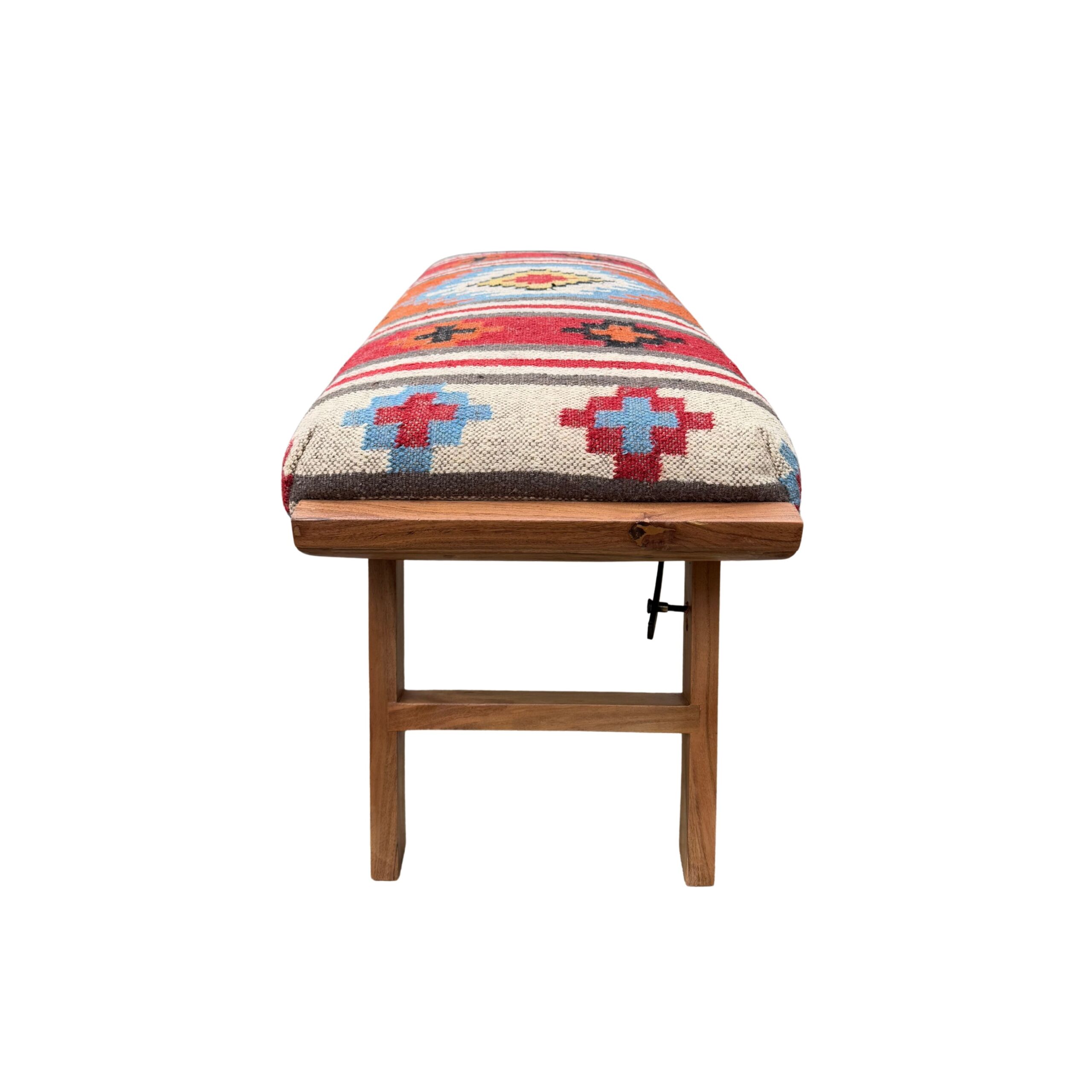 Red Kilim Folding Bench - Image 3