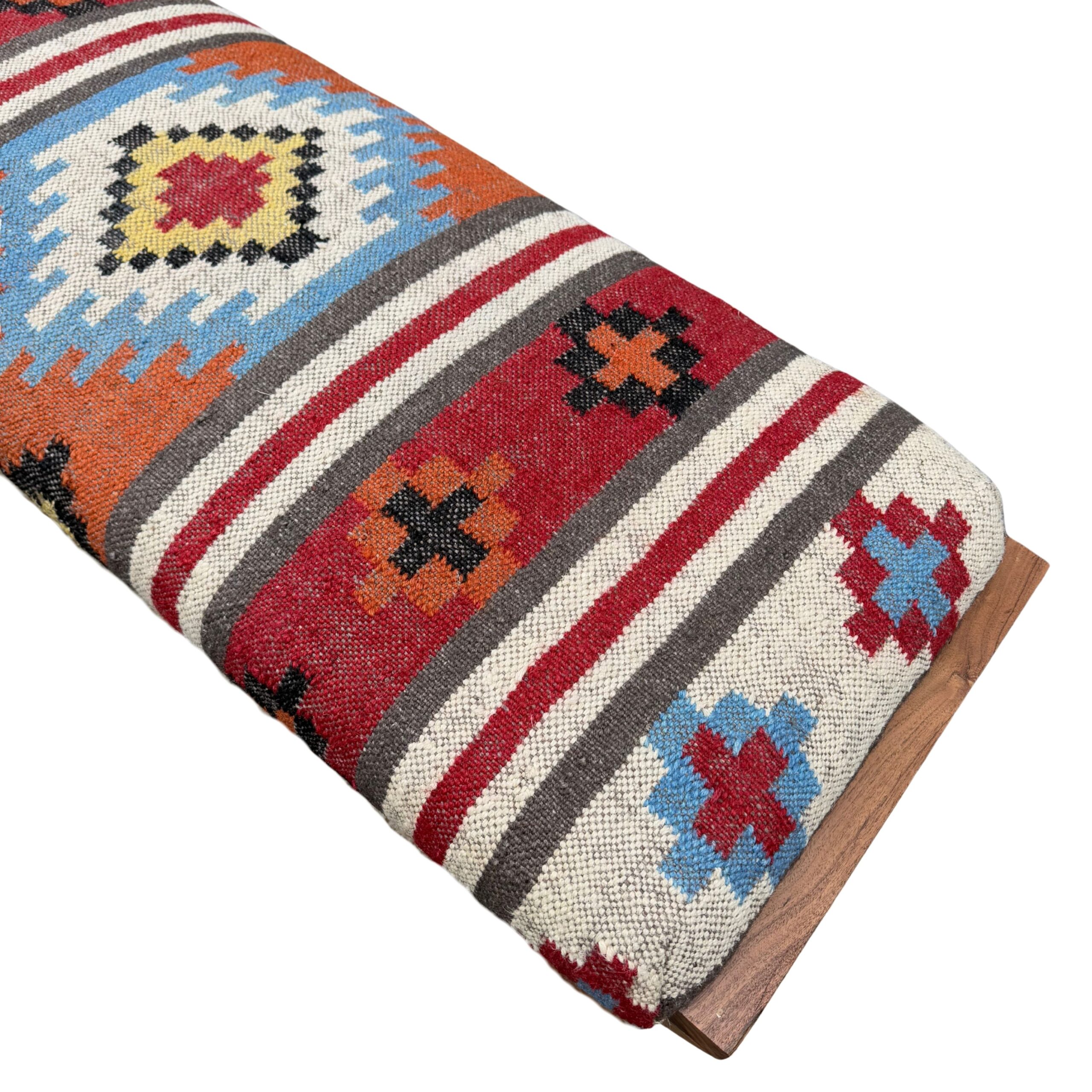 Red Kilim Folding Bench - Image 5