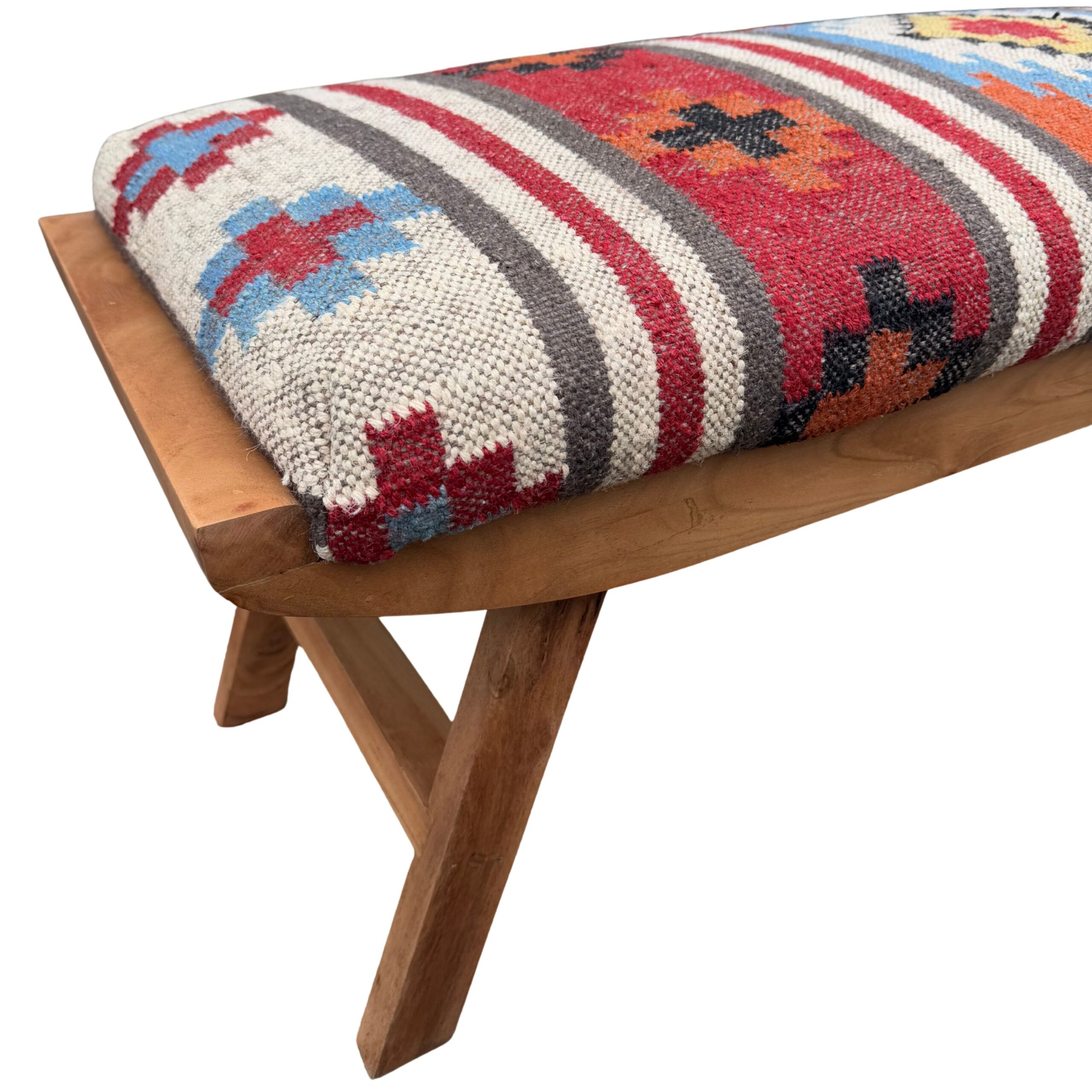 Red Kilim Folding Bench - Image 6